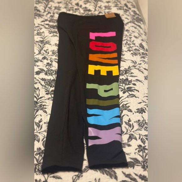 PINK Victoria's Secret Pants - New with tags, pink leggings with multicolor logo down the side